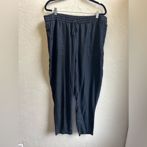 J. Crew black pull on linen blend pants XLT . Coastal beach minimalist casual - Picture 2 of 7